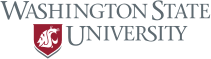 washington state university logo - gray capital letters spelling out washington state university, with a crimson banner with the cougar WSU logo in white