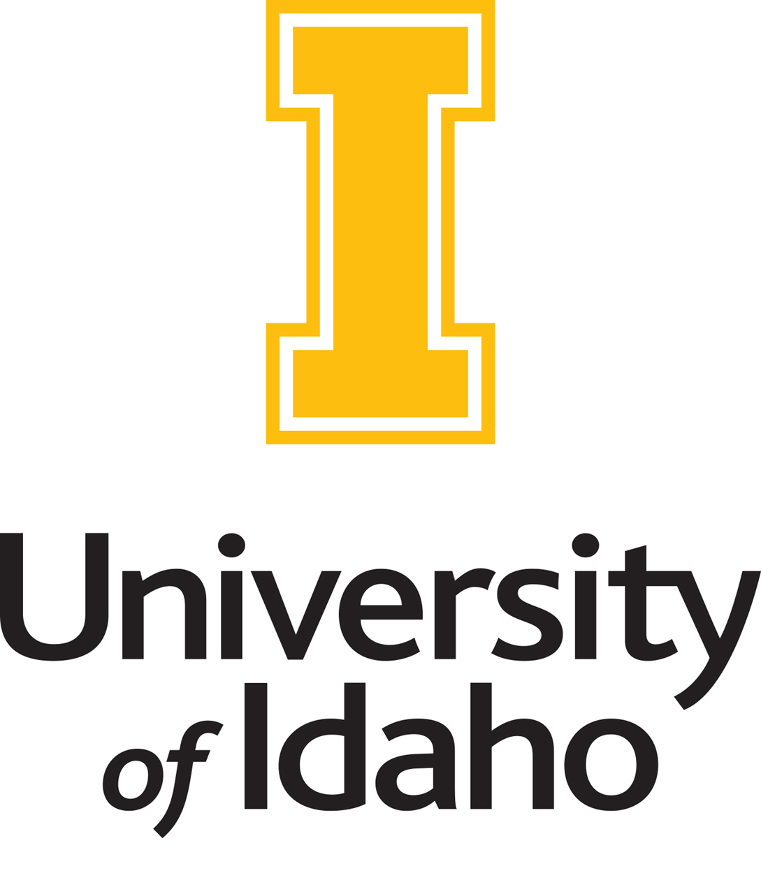 university of idaho logo - a yellow capital I with a yellow border and black lettering for University of Idaho, with "of" italicized